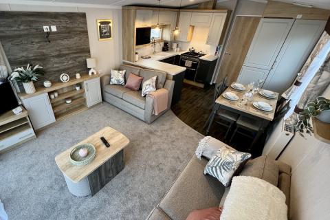 Lounge, Kitchen & Dining Area in a Caravan Holiday Home