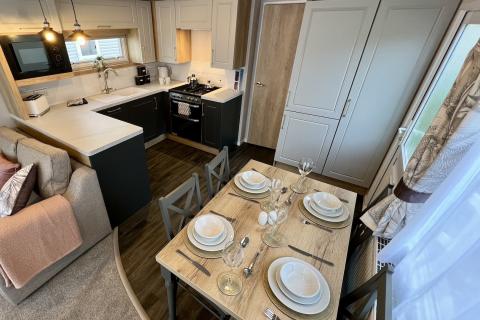 Lounge, Kitchen & Dining Area in a Caravan Holiday Home