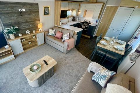 Lounge, Kitchen & Dining Area in a Caravan Holiday Home