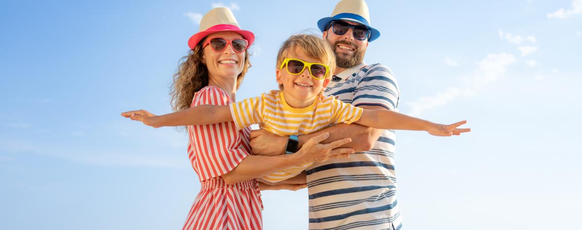 Family of three on holiday