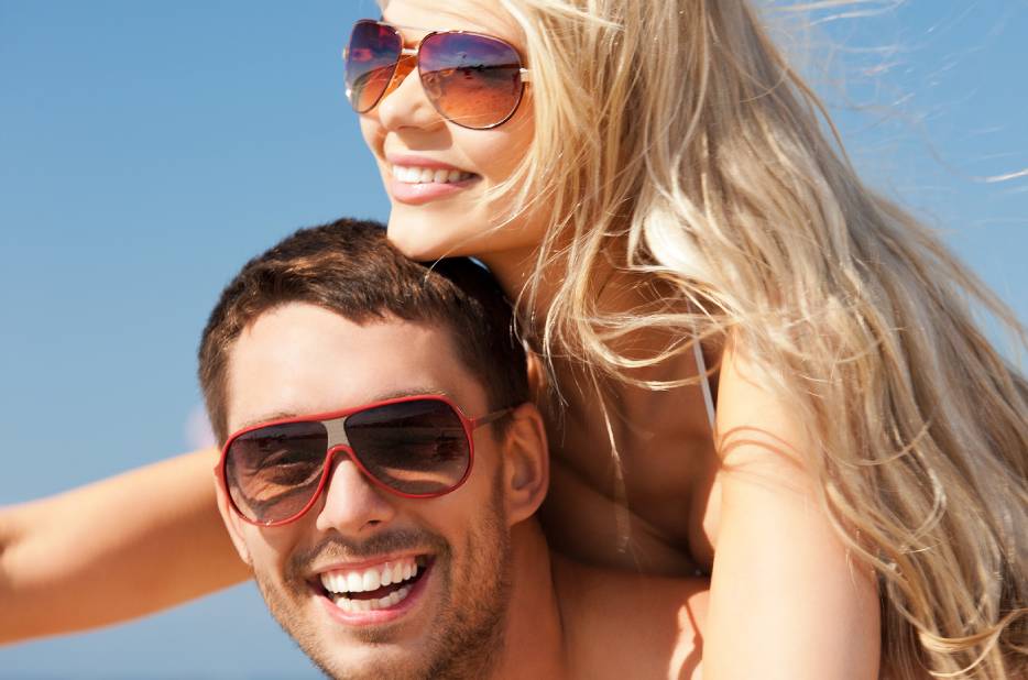 Happy couple in sunshine