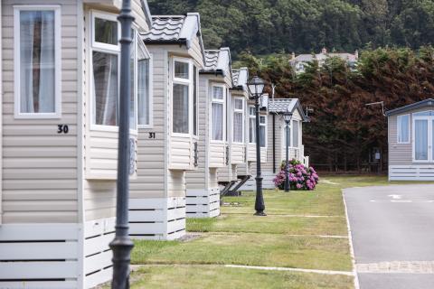 Caravans on the outer ring of the main field at Surf Bay Holiday Park
