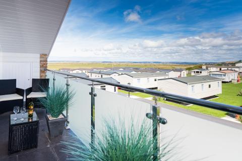 the balcony looking out to sea in westward Ho! at the Beachcomber apartment 