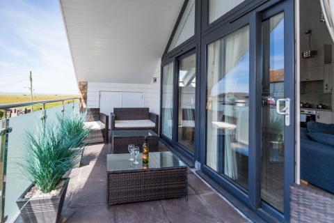 the balcony at the Beachcomber apartment 