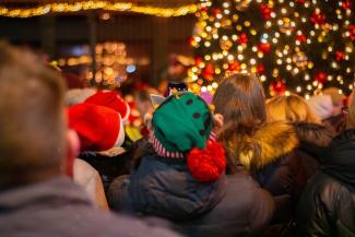 People watching Christmas light switch on